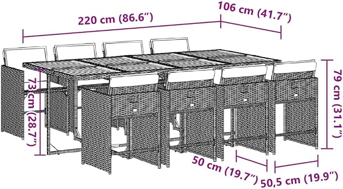 9-Piece Patio Dining Set with Cushions Beige PE Rattan Outdoor Furniture Set for Backyard Garden Balcony Porch Foldable Chairs & Acacia Wood Table