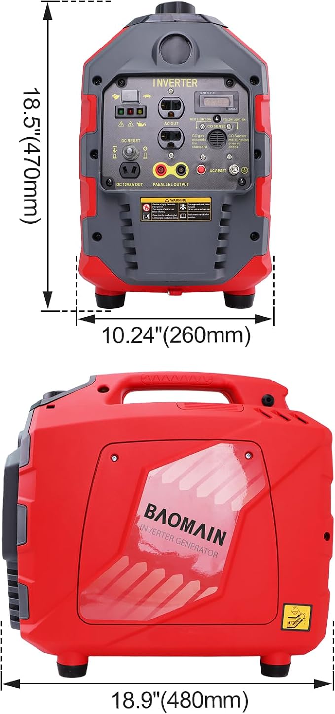 BAOMAIN 3300W Gasoline Generator, Gas Powered, 3000W Rated, UL 2201 Standards for CO Safety, EPA Certified, Quiet 58dB, Pure Sine Wave, Outdoor Power Equipment