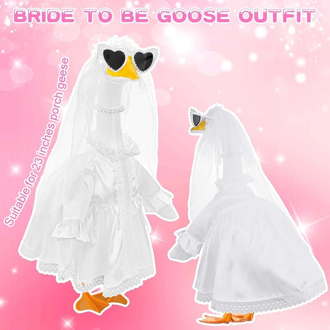 JcHrmers Bride Porch Goose Outfits Bride to Be Goose Outfits 23" Plastic or Cement Goose Decor Garden Yard Lawn Geese Costume for Wedding Bachelorette Party Bridal Shower Decor