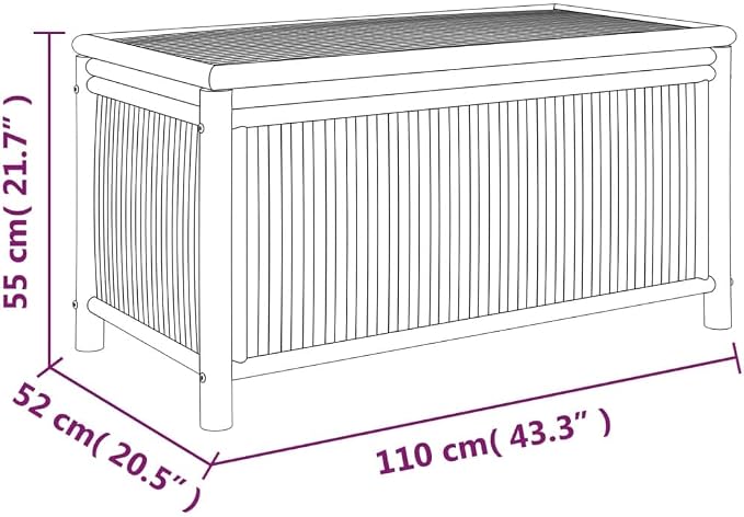 vidaXL Outdoor Storage Box, Patio Furniture Deck Box Storage Chest for Porch, Garden Storage Box for Cushions Blankets, Outdoor Storage Bench, Bamboo