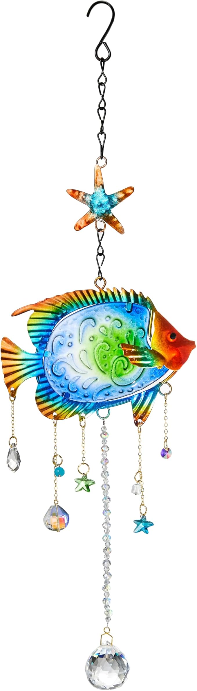 18.5inch Tropical Fish Crystal Suncatcher for Window Hanging Coastal Decor | Prism Sun Catchers Indoor Window,Metal Sun Catcher for Beach Ocean Garden Home Indoor Decor,Ocean Gift For Beach Lovers