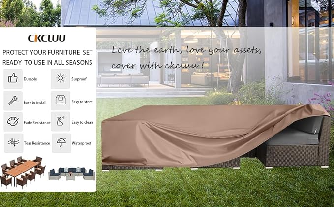 Patio Furniture Set Cover Waterproof Outdoor Furniture Covers Heavy Duty Outdoor Sectional Sofa Set Cover Dining Table and Chairs Set Covers Water Resistant Large 128" L x 83" W x 28" H