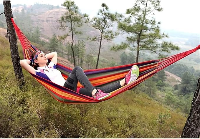 Portable Hammock Swing Bed for Camping and Travel - Large Fringe Design for Ultimate Relaxation