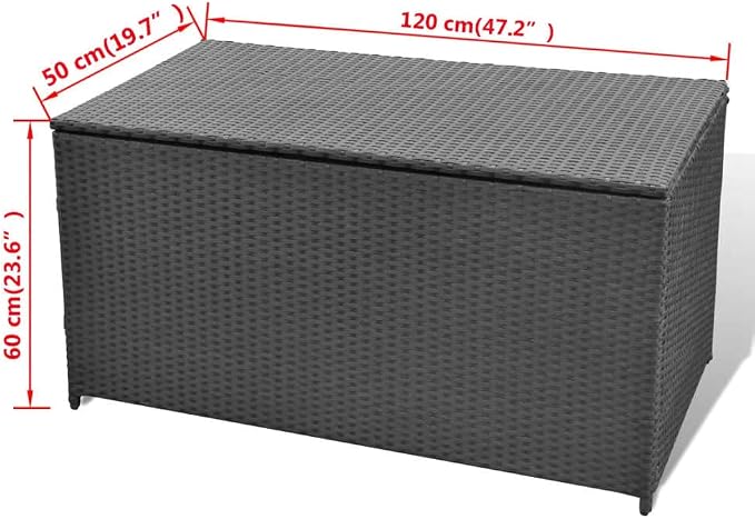 Patio Storage Box,Outdoor Toy Box,Patio Storage Box,With Gas Lift Mechanism,for Indoor or Outdoor Cushion Storage, Garden Tools Box Container Black 47.2"x19.7"x23.6" Poly Rattan