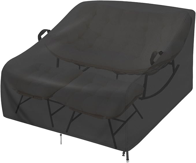 70inch Outdoor Rocking Chair Cover - 420D Oxford Fabric Patio Chair Cover with Adjustable Drawstring & Buckles, Waterproof Sun Protection for Papasan Rocker & Large Outdoor Chairs
