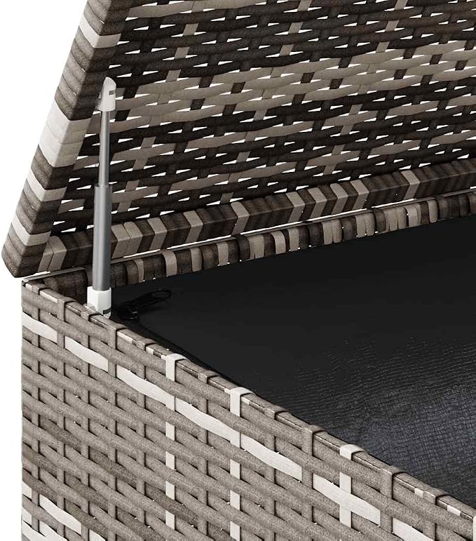 Outdoor Cushion Storage Box, 39.4x19.3x40.7 Inch Weather-Resistant PE Rattan Deck Bin with Gas Lift, Grey Patio Garden Furniture Organizer for Pillows Blankets
