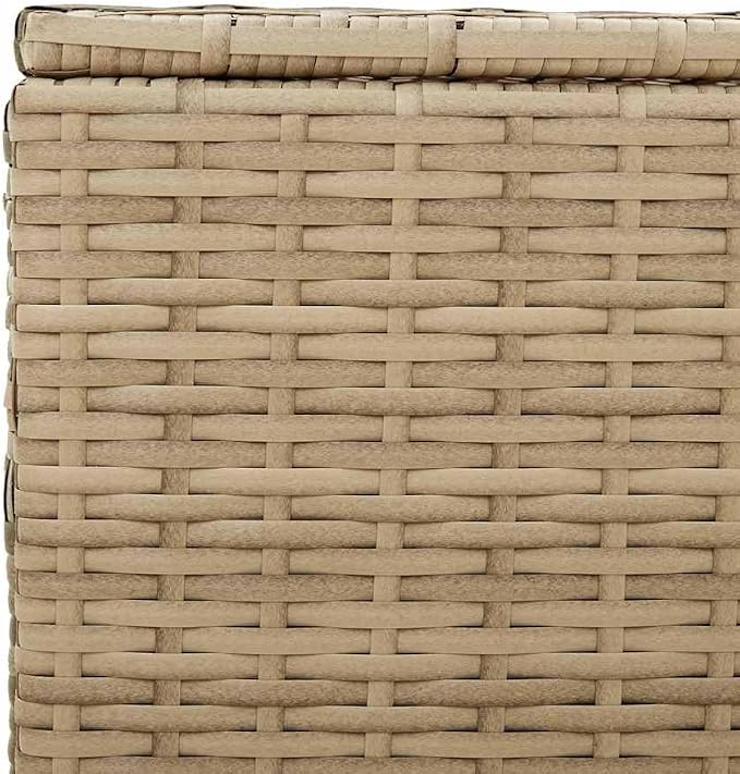 Large Garden Storage Box with PE Rattan and Powder-Coated Steel, Mix Beige, Spacious for Cushions and Tools, with Gas Spring