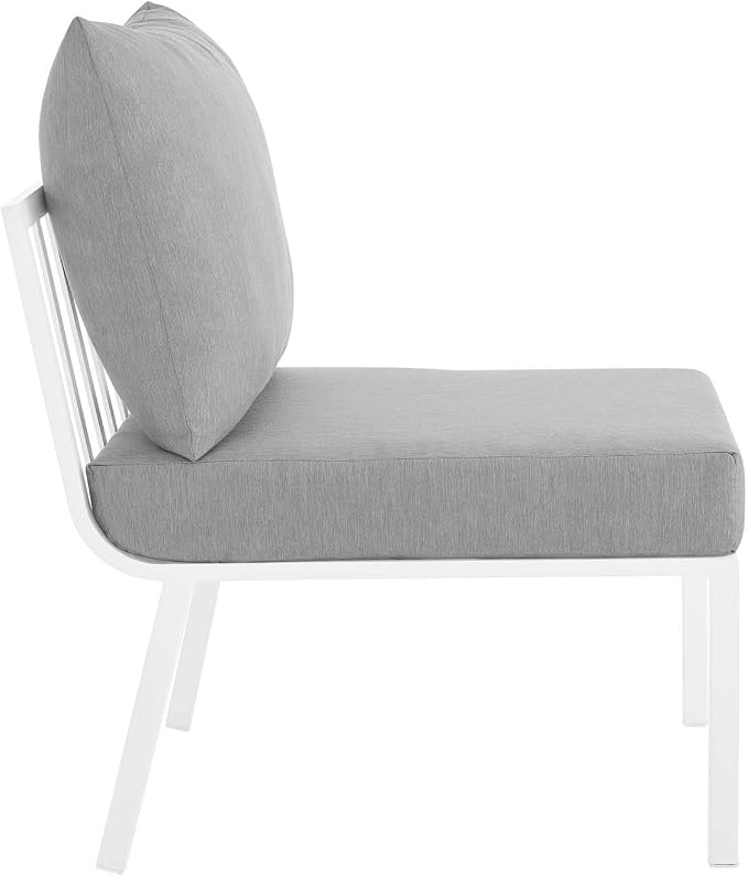 Modway EEI-3790-WHI-GRY Riverside 7 Piece Outdoor Patio Aluminum Set, White Gray