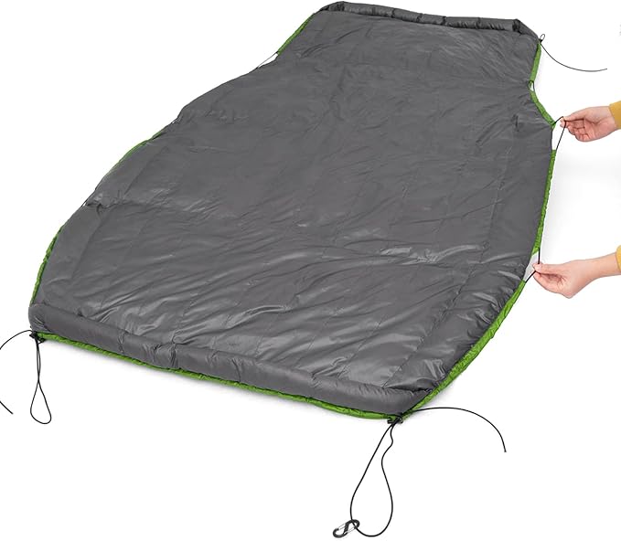 Camping Hammock Duvet with Duck Down Fill, All Weather Windproof Underquilt for Backpacking and Hiking, Lightweight Hybrid Sleeping Gear for Outdoor Adventures (Green)
