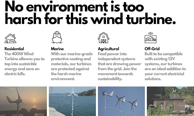 Automaxx Windmill 600W (12V/24V) (50A/25A) Wind Turbine Generator kit Wind Power MPPT Charge Controller Included (Amp, Volt & Watt Display) + Automatic and Manual Braking System. DIY Installation