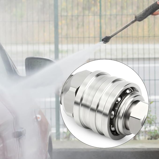 TAISHER 4PCS 304 Stainless Steel 1/4" Male NPT High Pressure Washer Quick Connect Coupler for Pressure Washing Gun Hose Accessories