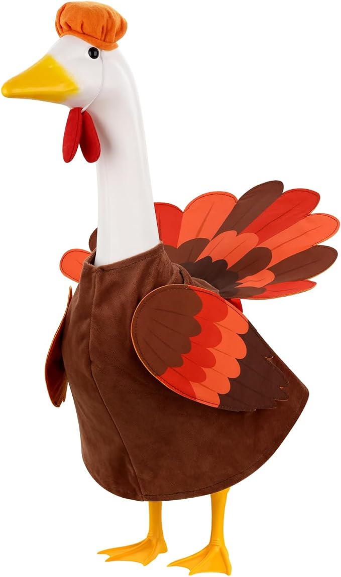 Thanksgiving Goose Outfit Turkey Goose Costume for Outdoor Garden Decor | for 23''H Plastic/Cement Statues, Patio Lawn Yard Decorations