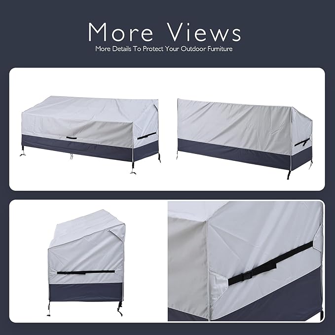 Bench Cover Loveseat Covers Outdoor Couch Cover, Heavy-Duty 2-Seater Waterproof Patio Furniture Sofa Covers (Gray-Darkgray, 60''x35''x31'')