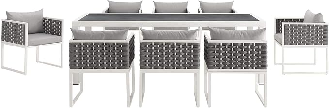 Modway Stance Outdoor Patio Woven Rope 9-Piece Dining Furniture Set