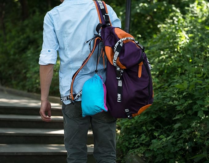 ELEOPTION Camping Hammock with Mosquito net Portable Outdoor Bed Robust Hammock from Parachute Silk max. Load Capacity 200kg Perfect for Home Garden Forests Travel Hiking etc (Pink+Blue)