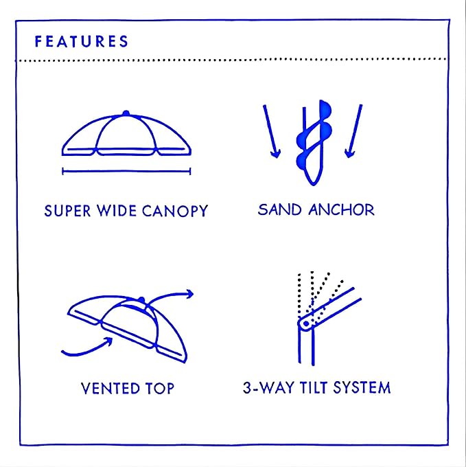 Beach Umbrella with Sand Anchor & Carry Bag, 6.5 Foot Patio Outdoor Umbrella with Wind Vent Canopy and Push Button Tilt, Ideal for Travel Garden Lawn, UPF 50+ (Banana Leaf)
