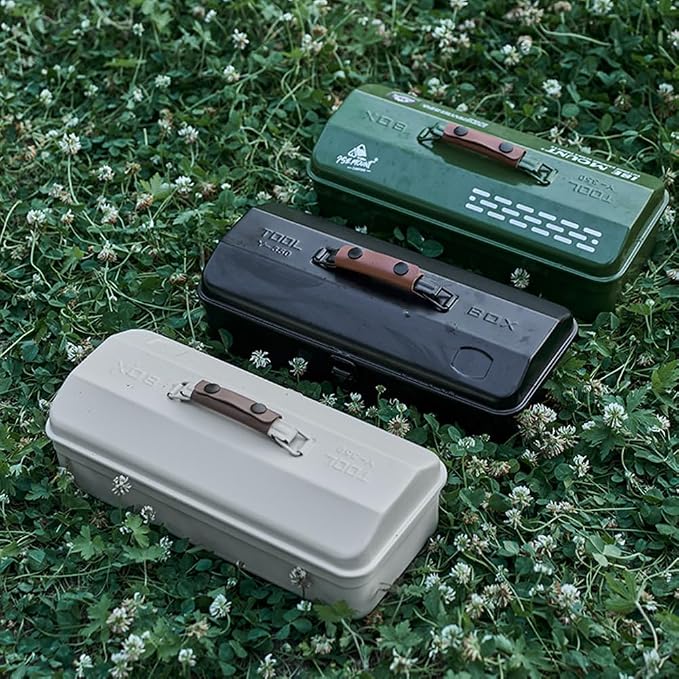 HUIOP Outdoor Tools Storage Box Portable Camping Picnic Hand Box Metal Tools Storage Box with Handle Sundries Storage Box