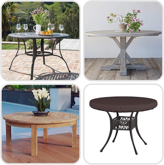 Covers & All Round Table Top Cover, 12 Oz Waterproof UV & Weather Resistant Patio Table Cover, Outdoor Table Cover for Patio Outdoor Furniture & Coffee Table (41" Dia x 4" H Inches, Coffee)