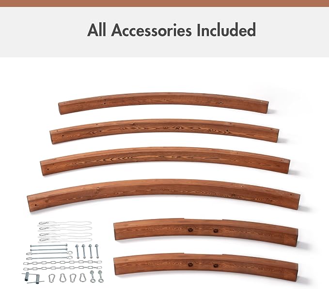 ANOW 13.5FT Curved Wood Hammock Stand Only, Heavy Duty Larch Wood Hammock Arc Stand with 2 Chains, 4 Carabiners and 4 Balance Ropes, 400 LBS Weight Capacity