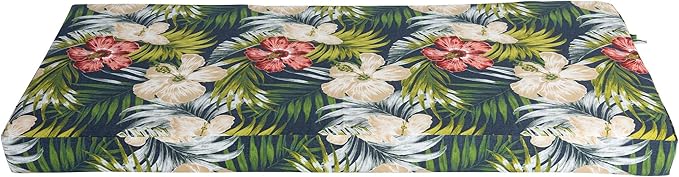 Magpie Fabrics Patio Bench Cushion Cover 42x18x3 Inch, NO Insert! Water Resistant UV Protection Outdoor Swing Loveseat Replacement Cover with Zipper (Midnight Floral)