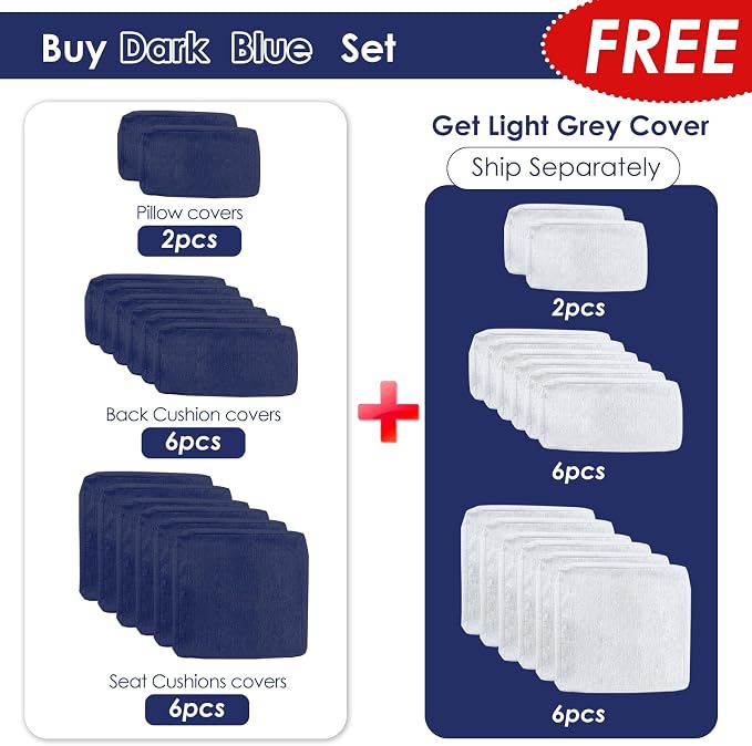 RADIATA 9 Piece Large Modern Aluminum Outdoor Patio Furniture Set with Fire Pit Table, 29" Wide Deep Seat, Rust Proof Comfy Sectional Sofa with Coffee Table, 500 lbs Sturdy Conversation Set, Navy Blue