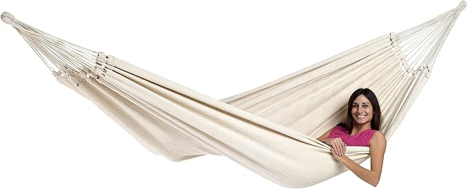 BYER OF MAINE Paradiso Hammock, Authentic Brazilian, Naturalesa, Recycled Cotton/Polyester Blend, Double, 142" L x 68" W, Holds up to 400lbs