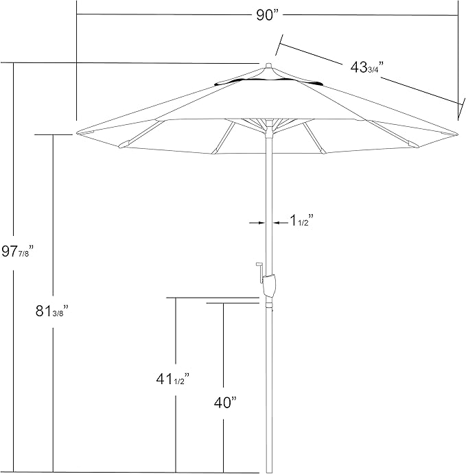 California Umbrella 7.5' Round Sunbrella Aluminum Outdoor Deck, Pool or Patio Umbrella, Crank Lift, Auto Tilt, Bronze Pole, Antique Beige