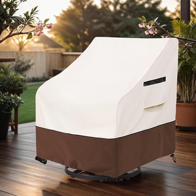 Outdoor Swivel Lounge Chair Cover 2 Pack,Waterproof Patio Chair Covers,27.5W x 32.5 D x 39 H inches Outdoor Patio Rocking Chair Covers -Beige