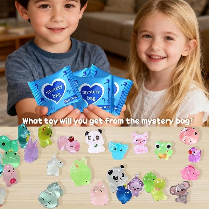 Mini Glow In The Dark Animal Resin Models, Resin Animals Mystery Bags, Individually Wrapped Blind Bags Tiny Animal Figurines, Collectible Mini Animals For Fairy Garden, DIY Crafts (50, animals)