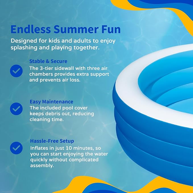 Inflatable 7.5-ft x 22-in Deep Round Family Pool with Cover