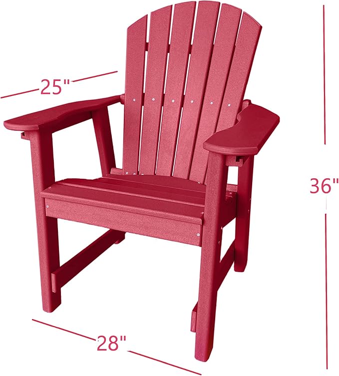 Phat Tommy 2 Chair Dining Table Set - Poly Outdoor Furniture - Small Patio Dining Set for Apartment Balcony Furniture, Recycled Poly Lumber Chairs and Table, Cranberry Red