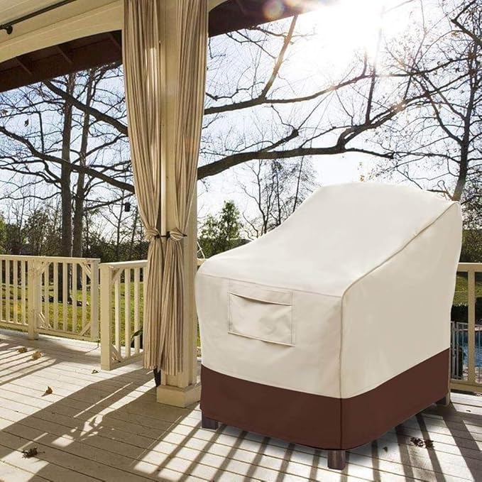 Vailge Patio Chair Covers, Lounge Deep Seat Cover, Heavy Duty and Waterproof Outdoor Lawn Patio Furniture Covers (2 Pack - Small, Beige & Brown)