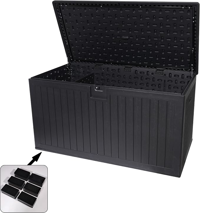 Outdoor Storage Box, 260 Gallon Deck Box Indoor and Outdoor Use, Resin Waterproof Lockable UV Resistant Extra Large Patio Storage Box for Patio Furniture Cushions, Gardening Tools, Pool Accessories