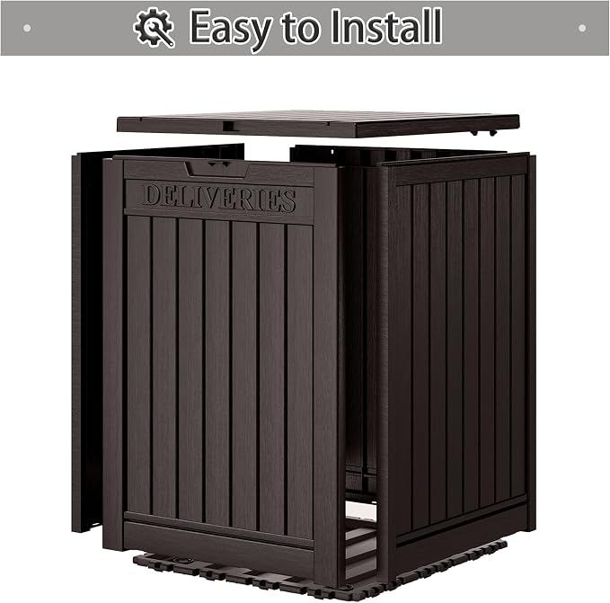 NUNU LAB Package Delivery Box for Outside, 51 Gallon Storage Deck Box with Lockable Secure, Waterproof Large Resin Drop Boxes for Porch