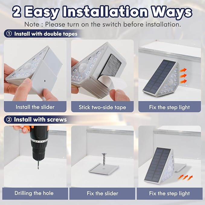 Kondras Motion Sensor Solar Step Lights for Outside, 24-Pack Outdoor Stair Lights Waterproof IP67, Solar Powered LED Outdoor Step Lights Decor for Yard Garden Porch Patio Pathway Deck, Warm White