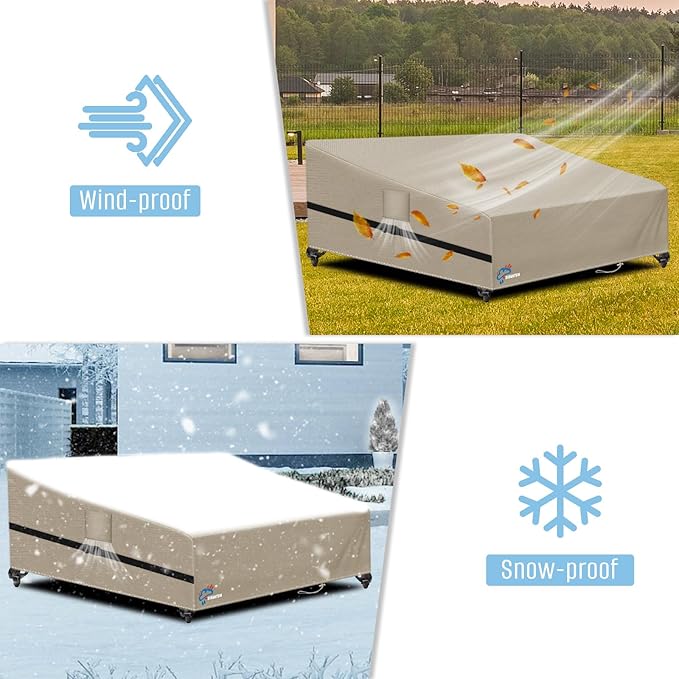 SIRUITON Garden Patio Rattan Daybed Cover Patio Bed Cover 61" W x 48" D x 37" H,Heavy Duty 420D Oxford Waterproof Outdoor Double Sofa/Patio Bed Lounger Covers