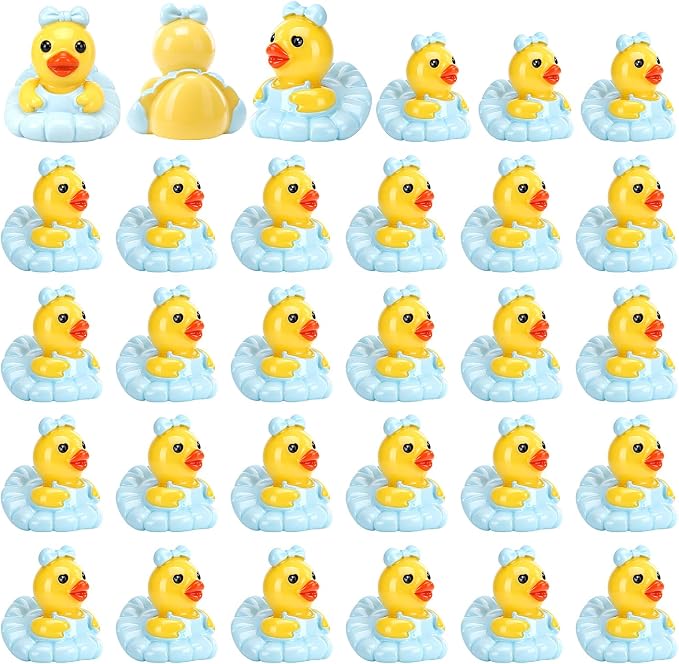 30 Pcs Ballet Ducks, Mini Ballet Resin Ducks Bulk, Fun Printed Toy Figures for Birthday Party Favors, Themed Decor, Kids Gift Collection (Blue Ballet Dancer)