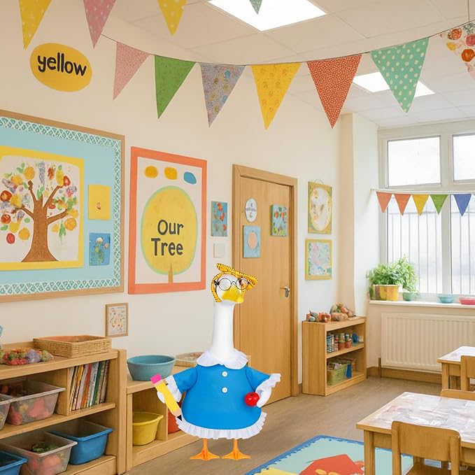 Back to School Porch Goose Outfits 23"/ 17'' Lawn Goose Teacher Clothes Cemment Geese Costume Garden Yard School Classroom Decor