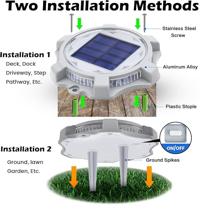 SIEDiNLAR Solar Deck Lights Outdoor 2 Modes LED Driveway Markers Dock Light Waterproof for Step Walkway Ground Stair Pathway Yard Road Garden 8 Pack (Blue/Red)