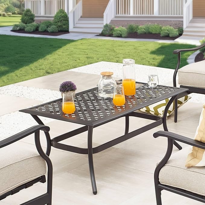 Patio Conversation Set 4Pcs Cushioned Outdoor Furniture Sets with All Weather Galvanized Steel Frame (Beige)