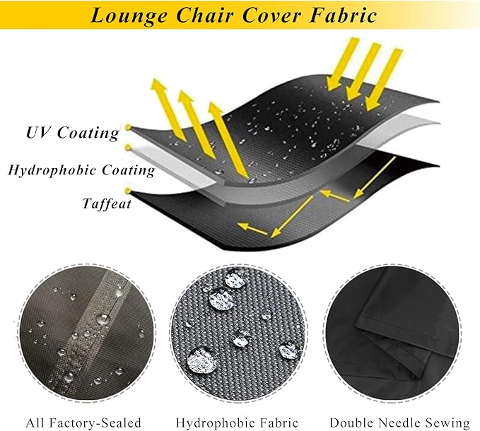 SIHAIAN Patio Lounge Chair Cover Waterproof Outdoor Chaise Lounge Covers UV Resistant Special Fixed Design 78Lx32Wx35H Black 2Pack Patio Furniture Covers