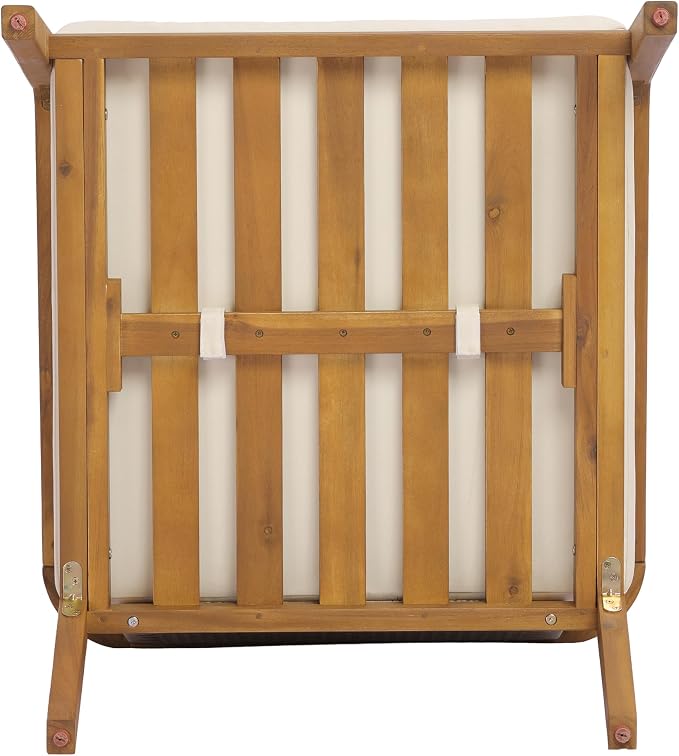 Merax Acacia Wood Outdoor Patio Club Chair with PE Wicker Backrest & Cushions– Modern Accent Armchair for Balcony, Poolside, and Sunroom