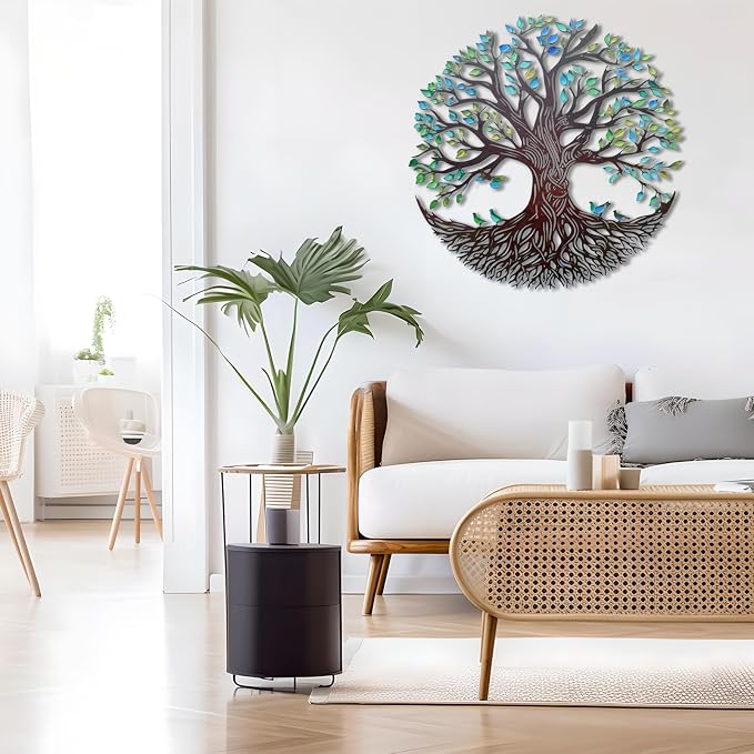 Metal Wall Decor Tree of Life Wall Art Silhouette Outdoor Wall Art for Your Garden Fence Patio Balcony