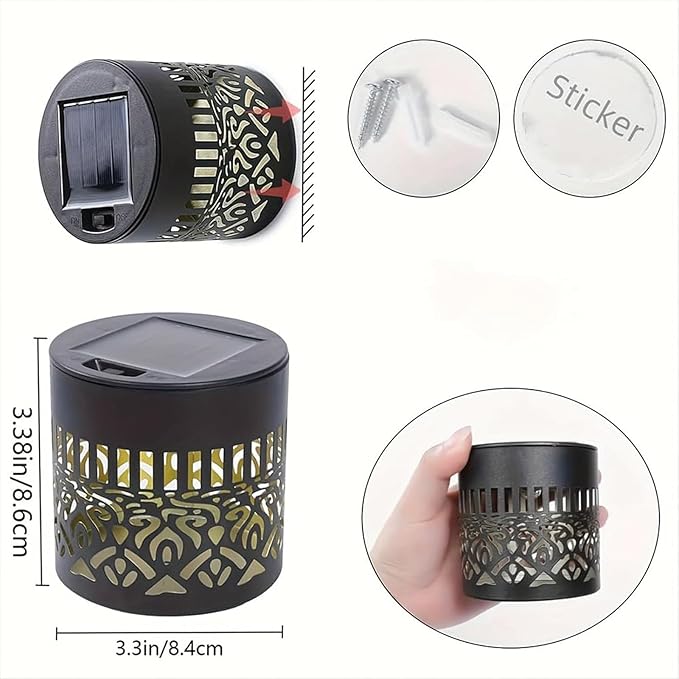 Solar Decorative Solar Mandala Lights, Shadow Pattern Garden Decor for Fence, Patio, Yard, Walkway, and Porch Lighting, Gifts for Mom Women (Warm Color-3,2pcs)