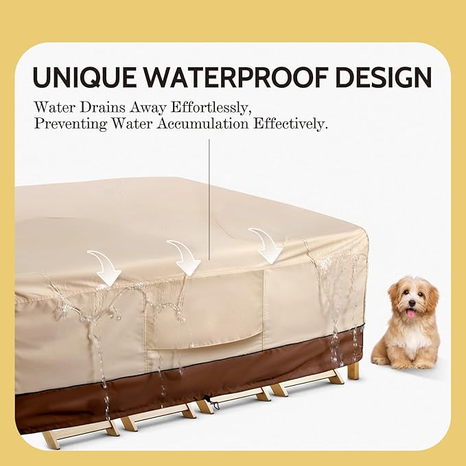 COSFLY Waterproof Patio Furniture Set Covers Durable, Outdoor Table and Chair Covers Rectangular Large - Fits up to 90L x 64W x 27.5H inches