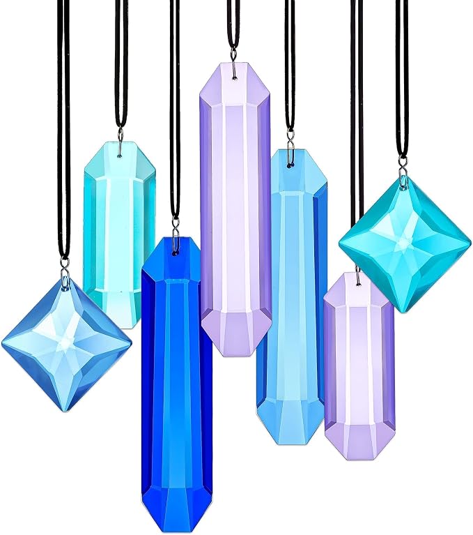 Crystal Prisms Suncatcher for Window Hanging, 7PCS Blue Dreams Sun Catcher | Gift For Mom Women Rainbow Maker Sun Catcher Indoor Window Home Garden Christmas Tree Decor