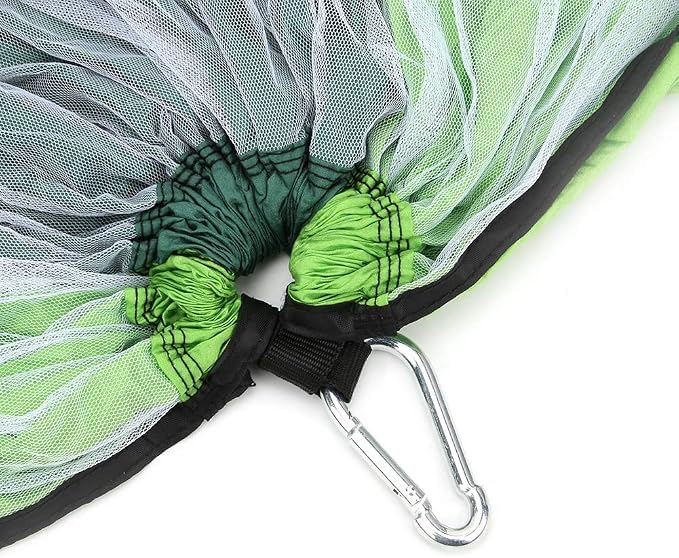 Portable Hanging Camping Hammock with Net and Rain Canopy, Outdoor Hammock for Courtyard Garden Beach Travel, 210T Nylon Hammock with Steel Buckles for 2 Persons