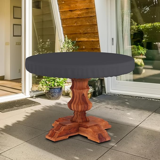Seal Skin Covers Outdoor Round Table Top Cover, Heavy-Duty Elite PVC Waterproof & UV-Resistant Material, All-Weather Protection for Patio Furniture (Black, 30"Dia x 4"H)