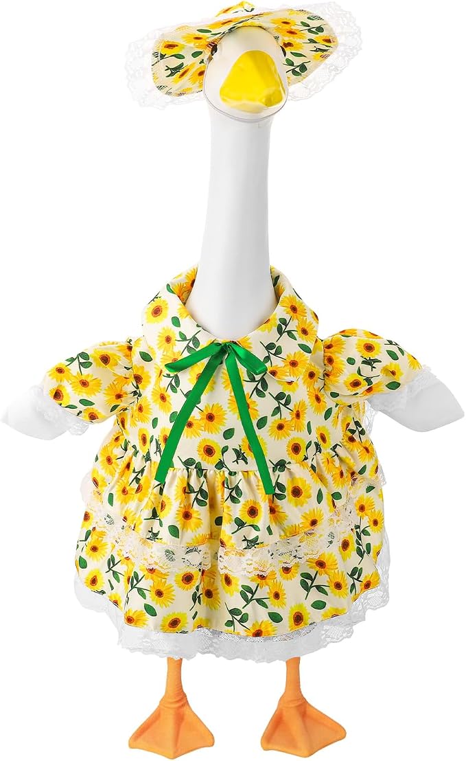 Porch Goose Outfit, 23" Porch Goose Clothes with Strawberry Skirt and Hat for Spring Summer Party Outdoor Patio