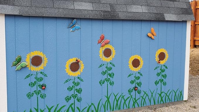 Metal Ladybugs Garden Wall Art Decor Cute Ladybugs Wall Sculptures & Statues Outdoor Decoration Yard Lawn Porch Fence Ornaments, Set of 4